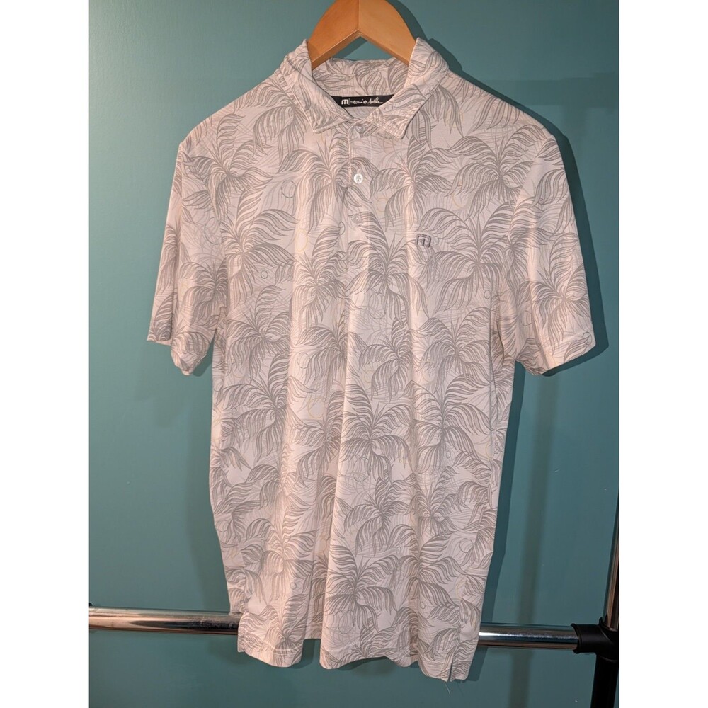 Travis Mathew Mens Polo Shirt -M- Palm Tree Print -PERFORMANCE